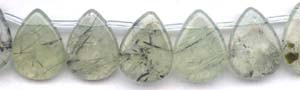 Green Quartz Tourmalinated Beads