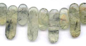 Green Quartz Tourmalinated Beads