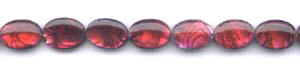 Red Dyed Abalone Flat Oval Beads