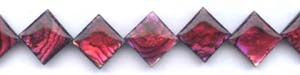 Red Dyed Abalone Square Diamond Beads