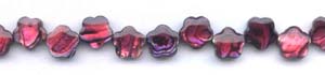 Red Dyed Abalone Flower Beads