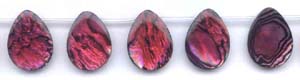 Red Dyed Flat Pear Abalone Drop Beads