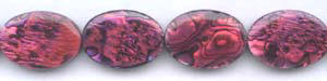 Red Dyed Abalone Flat Oval Beads