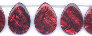 Red Dyed Flat Pear Abalone Drop Beads