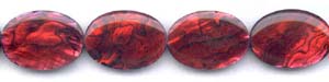 Red Dyed Abalone Flat Oval Beads