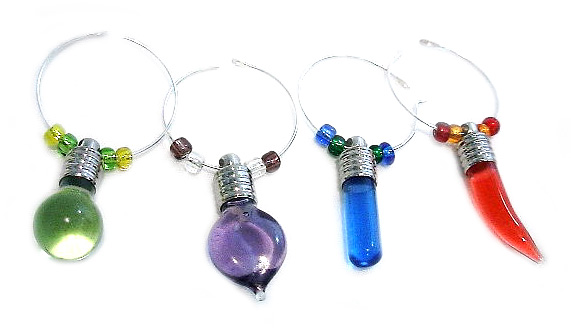 Glass Vial Wine Charms, Custom Made