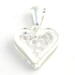Italian sterling silver heart capsule pendant clear Australian crystal stones