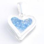 Italian sterling silver heart capsule pendant aqua Australian crystal stones