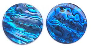 Blue Dyed Coin Shell Abalone Pendant Beads