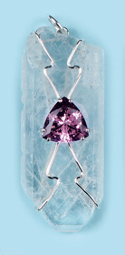 Celestite With Pink Lazurine Pendants