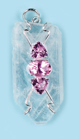 Celestite With Pink Lazurine Pendants