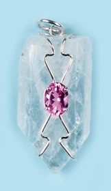 Celestite With Pink Lazurine Pendants