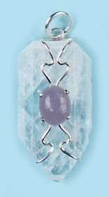 Celestite With Lilac Lepidolite Pendants