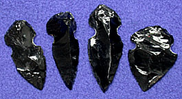 Small Black Obsidian Arrowheads