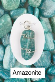 Amazonite Wire Wrapped Stone Pendants