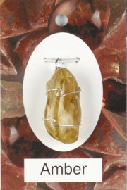 Amber Wire Wrapped Stone Pendants