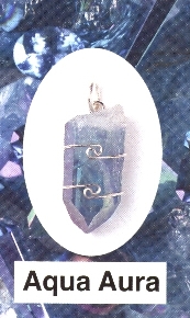 Aqua Aura Wire Wrapped Stone Pendants