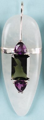 Moldavite With Moldavite and Amethyst Pendants