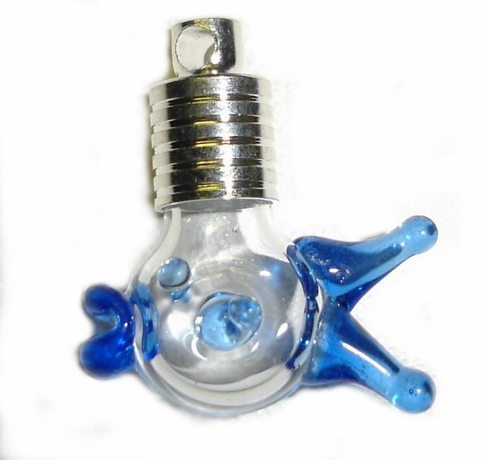 Blue Fish Glass Vial Pendants, Custom Made