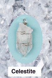 Celestite Wire Wrapped Stone Pendants