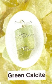 Green Calcite Wire Wrapped Stone Pendants