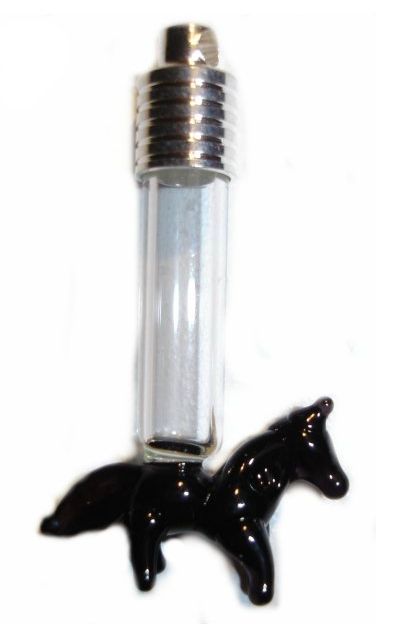 Black Horse Glass Vial Pendants, Custom Made