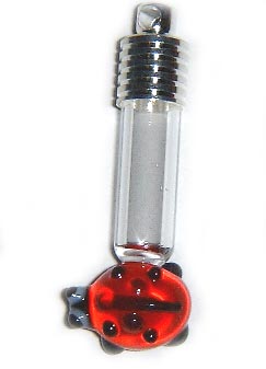 Ladybug Glass Vial Pendants, Custom Made