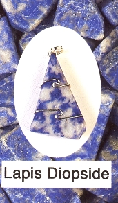 Lapis Diopside Wire Wrapped Stone Pendants