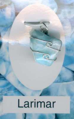 Larimar Blue Pectolite Wire Wrapped Stone Pendants