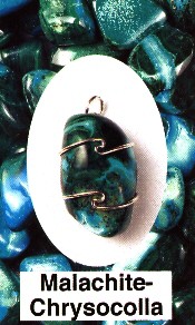 Malachite Chrysocolla Wire Wrapped Stone Pendants