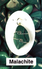 Malachite Wire Wrapped Stone Pendants