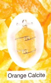 Orange Calcite Wire Wrapped Stone Pendants