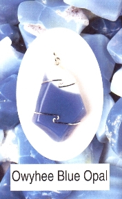 Owyhee Blue Opal Wire Wrapped Stone Pendants