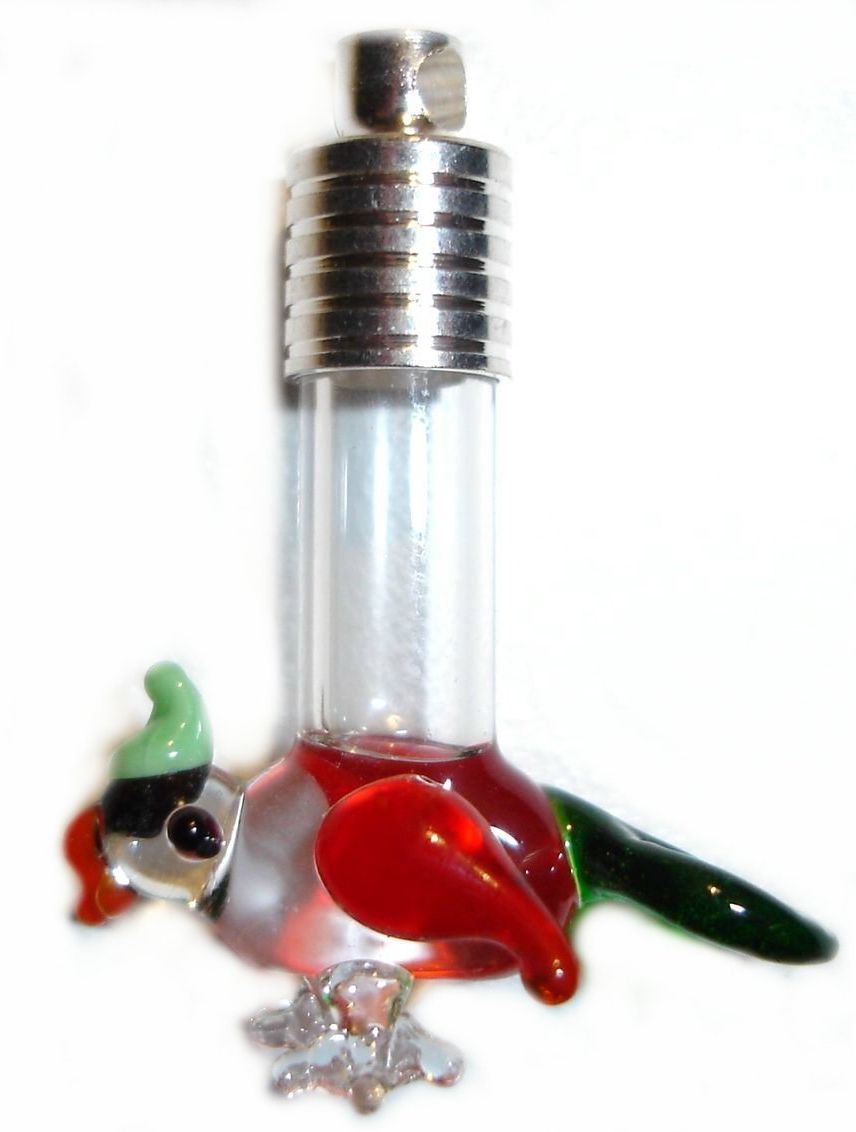 Parrot Glass Vial Pendants, Custom Made