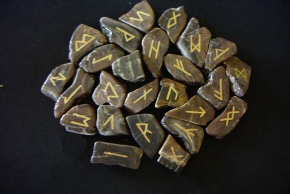 Petrified Wood Stone Futhark Runes Set 