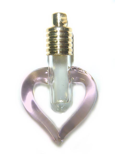 Pink Heart Glass Vial Pendants, Custom Made