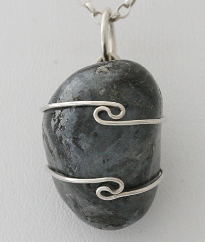 Tumbled Larvikite Wire Wrapped Pendants