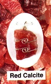 Red Calcite Wire Wrapped Stone Pendants