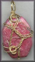 Thulite Wire Wrapped in Gold Filled Wire