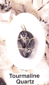 Tourmaline Quartz Wire Wrapped Stone Pendants