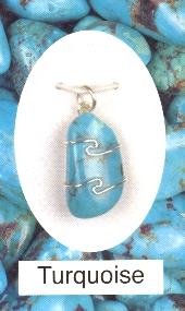 Turquoise Wire Wrapped Stone Pendants