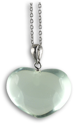 Crystal Puff Heart Necklace - Blue Obsidian Glass
