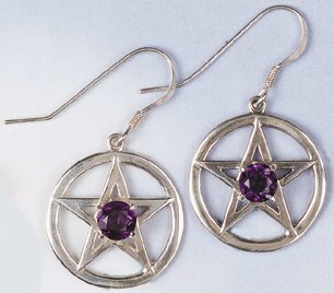 Moldavite Pentacle Earrings