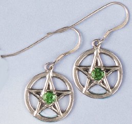 Moldavite Pentacle Earrings