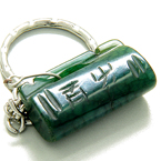 MONEY TALISMAN LUCKY PURSE GREEN JADE KEYCHAIN