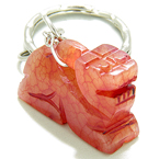 LUCKY and PROTECTION DRAGON RED JADE KEYCHAIN