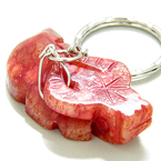 GOOD LUCK TALISMAN OX RED JADE KEYCHAIN