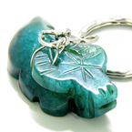 GOOD LUCK TALISMAN OX GREEN JADE KEYCHAIN