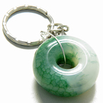 LUCKY DONUT BRIGHT GREEN JADE KEYCHAIN