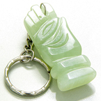 LUCKY EYE and HAND LIGHT GREEN JADE KEYCHAIN